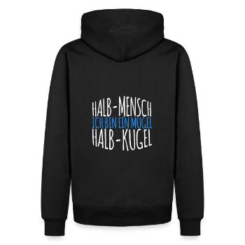 Ich bin ein Mugel - Halb Mensch - Halb Kugel - Männer Premium Bio Hoodie - Schwarz - Hinten - Nico (187cm)