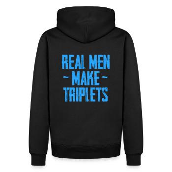 real men make triplets - Triplés Loading - Sweat à capuche Premium bio Homme - noir - Dos - Nico (187cm)