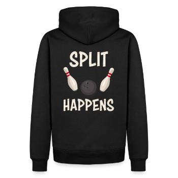 Split happens! lustiges Bowling T-Shirt für Bowler - Männer Premium Bio Hoodie - Schwarz - Hinten - Nico (187cm)