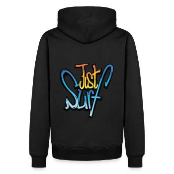 JUST SURF T SHIRTS - Sweat à capuche Premium bio Homme - noir - Dos - Nico (187cm)