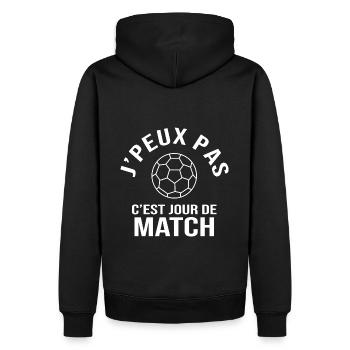 handball je peux pas c est match handball - Sweat à capuche Premium bio Homme - noir - Dos - Nico (187cm)