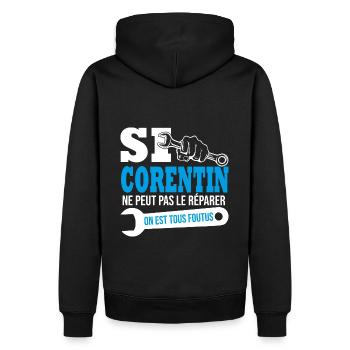 Si Corentin ne peut pas le réparer on est foutus - Sweat à capuche Premium bio Homme - noir - Dos - Nico (187cm)