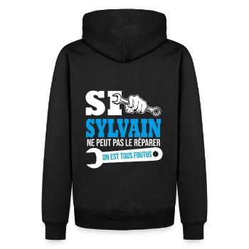 Si Sylvain ne peut pas le réparer on est foutus - Sweat à capuche Premium bio Homme - noir - Dos - Nico (187cm)