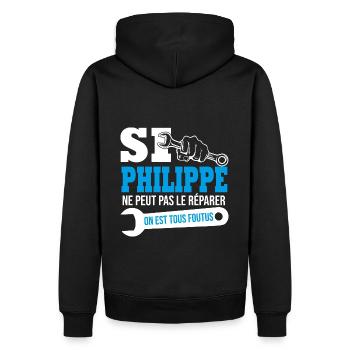 Si Philippe ne peut pas le réparer on est foutus - Sweat à capuche Premium bio Homme - noir - Dos - Nico (187cm)