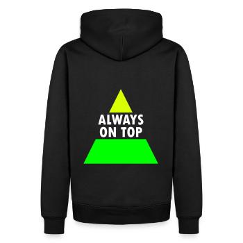 Always on top (geteiltes Dreieck) - Männer Premium Bio Hoodie - Schwarz - Hinten - Nico (187cm)