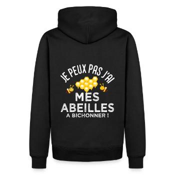 abeille hapiculteur je peux pas j ai mes abeilles - Sweat à capuche Premium bio Homme - noir - Dos - Nico (187cm)