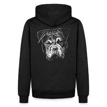 Continental Bulldog Kopf Weiss-BOBBY - Männer Premium Bio Hoodie - Schwarz - Hinten - Nico (187cm)