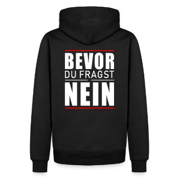 Bevor du fragst nein - Männer Premium Bio Hoodie - Schwarz - Hinten - Nico (187cm)