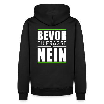 Bevor du fragst nein - Männer Premium Bio Hoodie - Schwarz - Hinten - Nico (187cm)