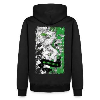 Steiermark - Männer Premium Bio Hoodie - Schwarz - Hinten - Nico (187cm)
