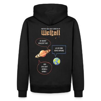 Espace Homo Sapiens scientists for future - Sweat à capuche Premium bio Homme - noir - Dos - Nico (187cm)