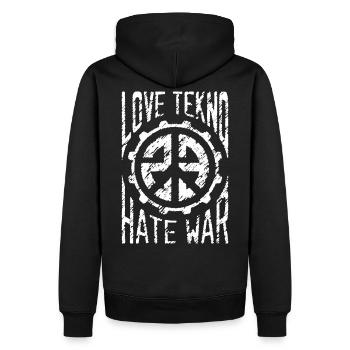 LOVE TEKNO HATE WAR - Sweat à capuche Premium bio Homme - noir - Dos - Nico (187cm)