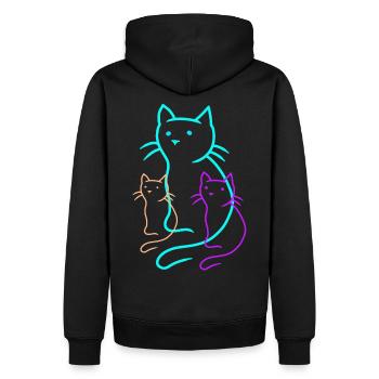 Chats Famille Maman Enfants Chaton Bébé Miaou - Sweat à capuche Premium bio Homme - noir - Dos - Nico (187cm)