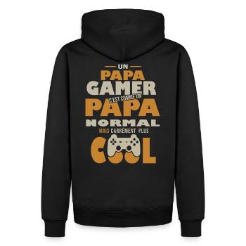 PAPA GAMER cadeau papa geek - Sweat à capuche Premium bio Homme - noir - Dos - Nico (187cm)