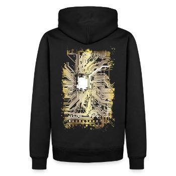 Carte mère d’or ordinateur nerd technique cadeau W - Sweat à capuche Premium bio Homme - noir - Dos - Nico (187cm)