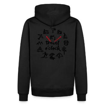 It's travel o'clock - Men’s Premium Organic Hoodie - black - Back - Nico (187cm)