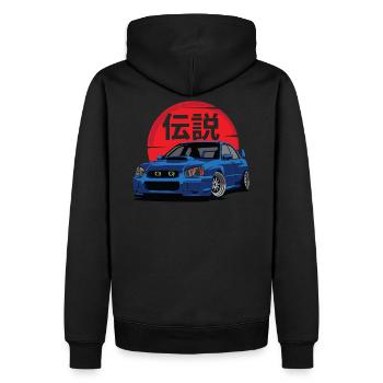 JDM BLUE 1 - Männer Premium Bio Hoodie - Schwarz - Hinten - Nico (187cm)