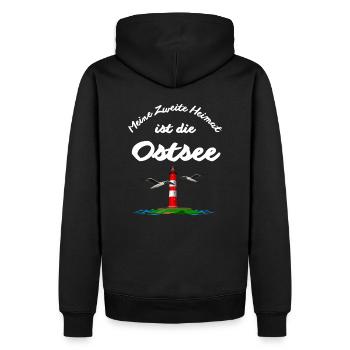 Ostsee-Meine Zweite Heimat ist die Ostsee - Männer Premium Bio Hoodie - Schwarz - Hinten - Nico (187cm)