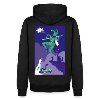 Der Narr - Tarot Große Arkana Illustration - Männer Premium Bio Hoodie - Schwarz - Hinten - Nico (187cm)