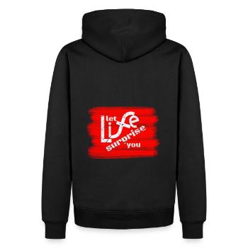 Laissez la vie vous surprendre! Super Spruch - super Design - Sweat à capuche Premium bio Homme - noir - Dos - Nico (187cm)