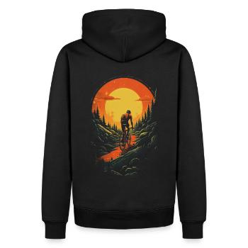 Cycling - Men’s Premium Organic Hoodie - black - Back - Nico (187cm)
