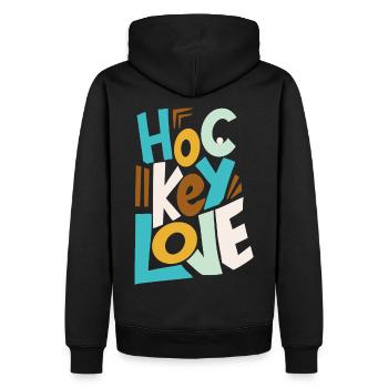 Hockey amour Fille de hockey sur gazon - Sweat à capuche Premium bio Homme - noir - Dos - Nico (187cm)