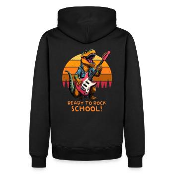 Schulkind Schulanfang Einschulung Retro Dino T-Rex - Männer Premium Bio Hoodie - Schwarz - Hinten - Nico (187cm)