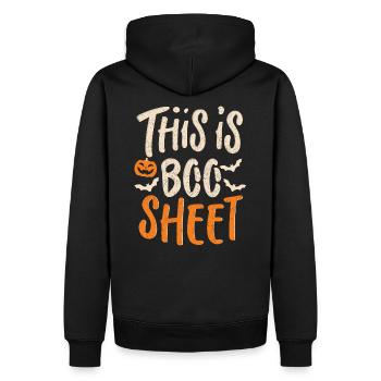 Drôle d’Halloween C’est Boo Sheet - Sweat à capuche Premium bio Homme - noir - Dos - Nico (187cm)