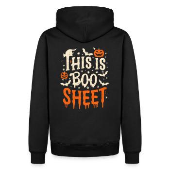 Drôle d’Halloween C’est Boo Sheet - Sweat à capuche Premium bio Homme - noir - Dos - Nico (187cm)
