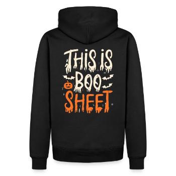 Drôle d’Halloween C’est Boo Sheet - Sweat à capuche Premium bio Homme - noir - Dos - Nico (187cm)