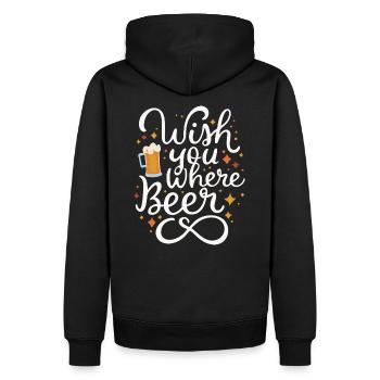 Wish you where Beer Biertrinker Bierliebhaber - Männer Premium Bio Hoodie - Schwarz - Hinten - Nico (187cm)