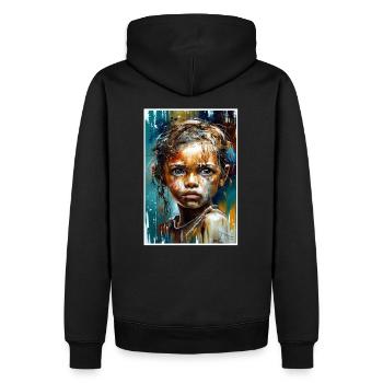Abstrait Fille Triste Gens Malheureux - Sweat à capuche Premium bio Homme - noir - Dos - Nico (187cm)