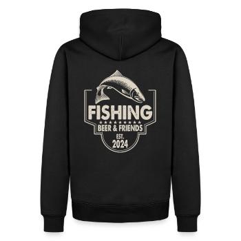 Pêche Bière & Amis Pêche Pêche Dicton De Pêche - Sweat à capuche Premium bio Homme - noir - Dos - Nico (187cm)