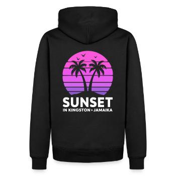 Coucher de soleil à Kingston, Jamaïque, vacances Palmiers - Sweat à capuche Premium bio Homme - noir - Dos - Nico (187cm)