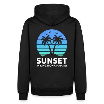 Coucher de soleil à Kingston, Jamaïque, vacances Palmiers - Sweat à capuche Premium bio Homme - noir - Dos - Nico (187cm)
