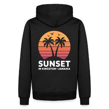 Coucher de soleil à Kingston, Jamaïque, vacances Palmiers - Sweat à capuche Premium bio Homme - noir - Dos - Nico (187cm)