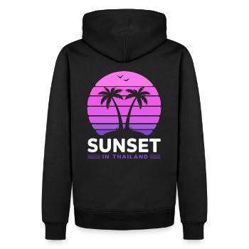 Coucher de soleil en Thaïlande Vacances Palmiers Pleine Lune - Sweat à capuche Premium bio Homme - noir - Dos - Nico (187cm)