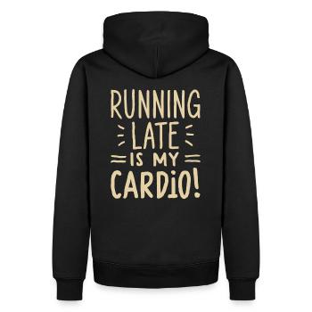 Running Late Is My Cardio Spruch Zitat - Männer Premium Bio Hoodie - Schwarz - Hinten - Nico (187cm)