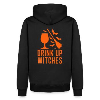 Halloween Witches' Broom Toast Drink Up Witches - Men’s Premium Organic Hoodie - black - Back - Nico (187cm)