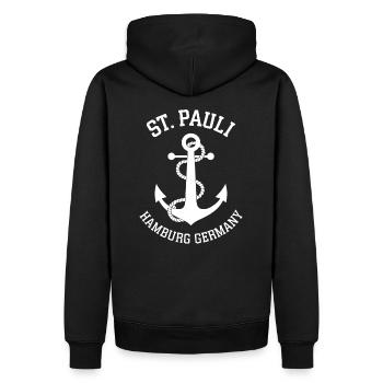 St. Pauli Hamburg Anker Reeperbahn - Sweat à capuche Premium bio Homme - noir - Dos - Nico (187cm)