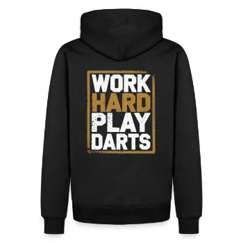 Travailler dur Jeu Fléchettes Joueur de fléchettes Sport - Sweat à capuche Premium bio Homme - noir - Dos - Nico (187cm)