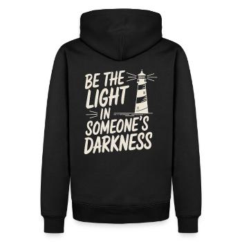Dicton de motivation phare - Pensée positive - Sweat à capuche Premium bio Homme - noir - Dos - Nico (187cm)