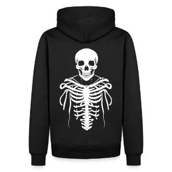 Squelette avec crâne - Sweat à capuche Premium bio Homme - noir - Dos - Nico (187cm)