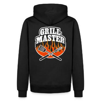 GRILL MASTER FLAMES VINTAGE - Men’s Premium Organic Hoodie - black - Back - Nico (187cm)