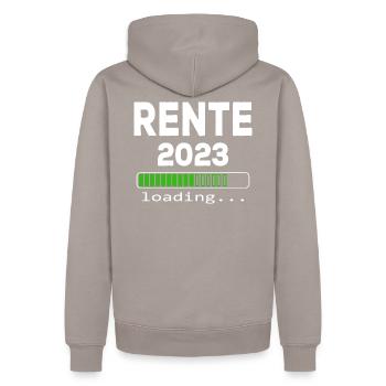 Rente 2023 loading - Männer Premium Bio Hoodie - Taupe - Hinten - Nico (187cm)