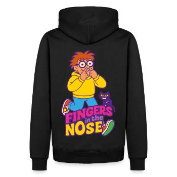 Finger in der Nase - Männer Premium Bio Hoodie - Schwarz - Hinten - Nico (187cm)