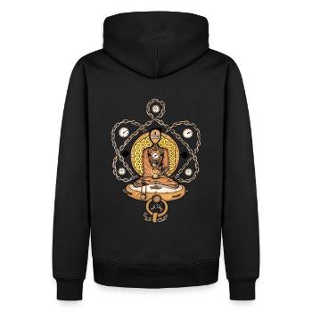 the time Buddha - Sweat à capuche Premium bio Homme - noir - Dos - Nico (187cm)
