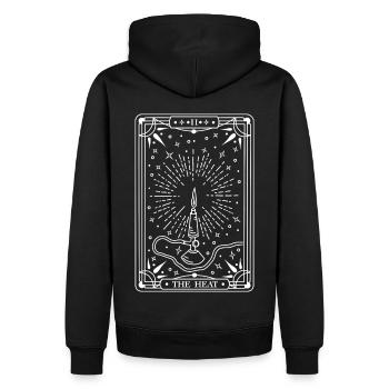 The Heat (weiß) - Männer Premium Bio Hoodie - Schwarz - Hinten - Nico (187cm)