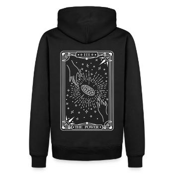 Le pouvoir (blanc) - Sweat à capuche Premium bio Homme - noir - Dos - Nico (187cm)
