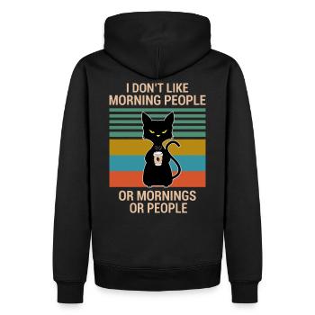 Je ne like morning people chat café matin - Sweat à capuche Premium bio Homme - noir - Dos - Nico (187cm)
